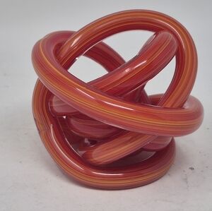 Dark Orange And Yellow Art Glass Knot Sculpture